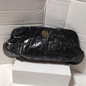 ANTONIO MELANI Black Croc-Embossed Clutch